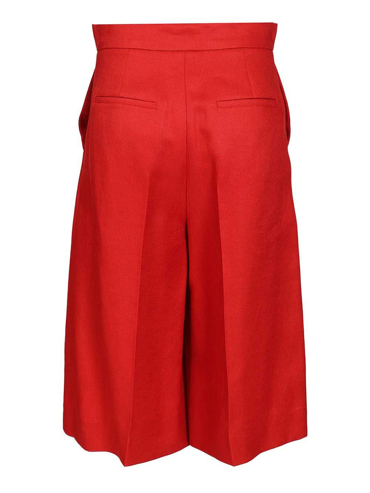 Max Mara Linen Twill Bermuda Shorts Trousers - Red | 626c1feafe12d27dc6bdaaf127d4d8d8662d413d