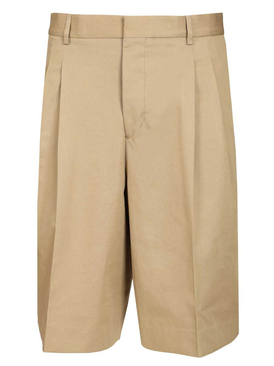 Wide-Leg Bermuda Shorts Trousers Beige