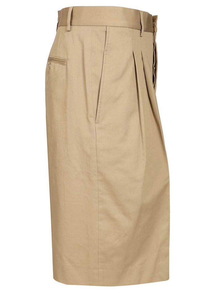 Ami Wide-Leg Bermuda Shorts Trousers - Beige | 975b664ee184cf4d027a66a0aecb535862d33e2d