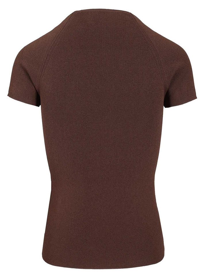 Federica Tosi V-Neck Sweater Tops - Brown | 9a436f4728a1dc5c31971be4402d7a811958e609