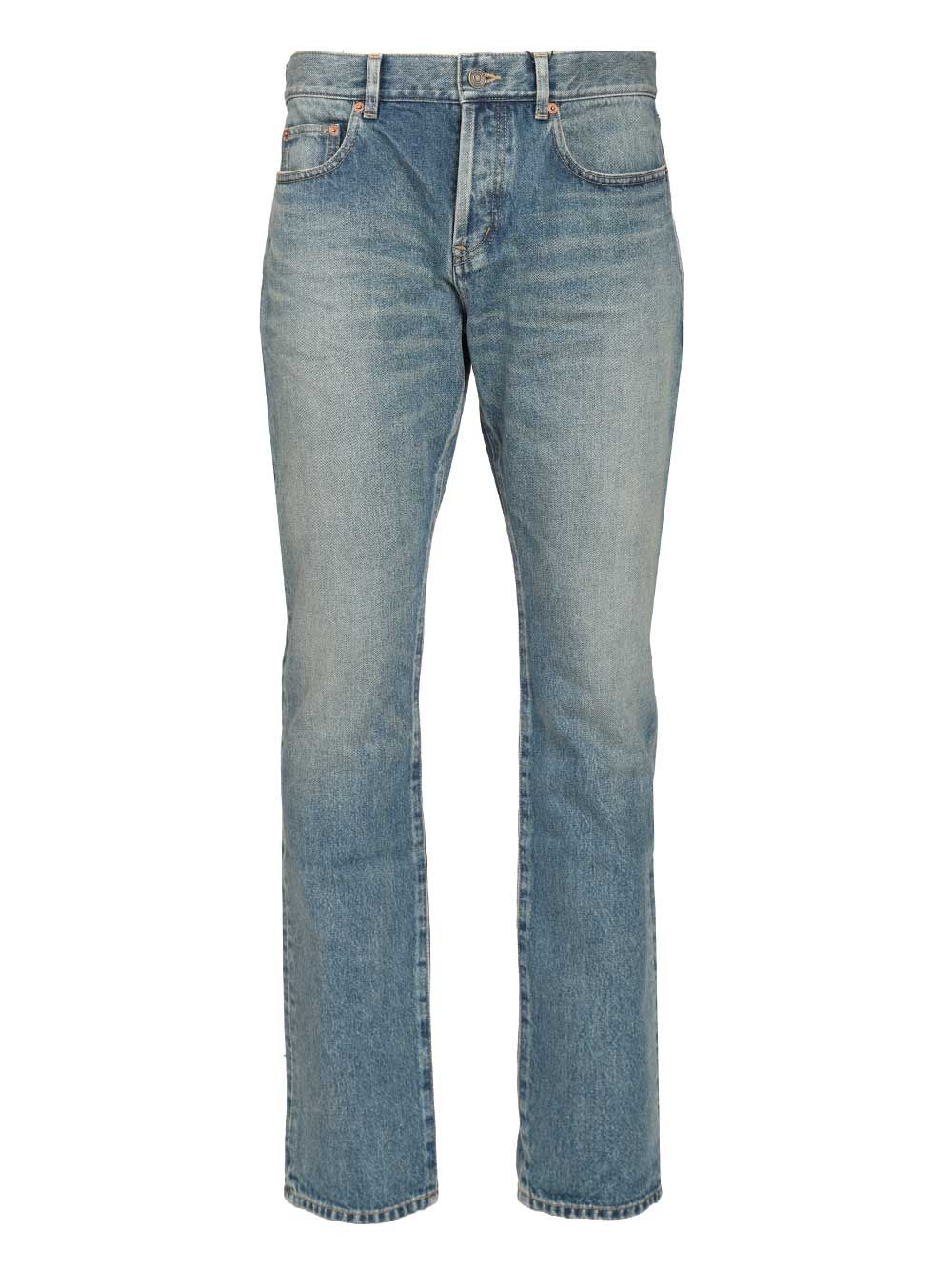 Saint Laurent Slim Relaxed Low Rise  In Blue Denim Jeans - Blue | 055337a2baaa7aa121f419d550d2209e1a17872a