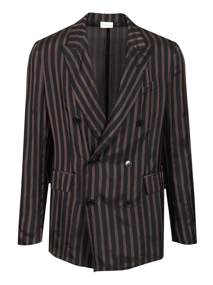 Dries Van Noten Unstructured Cupro Blazer Jackets - Blue | 8e997bdc072bd633bff0b50345ce4cfacf7f0b05