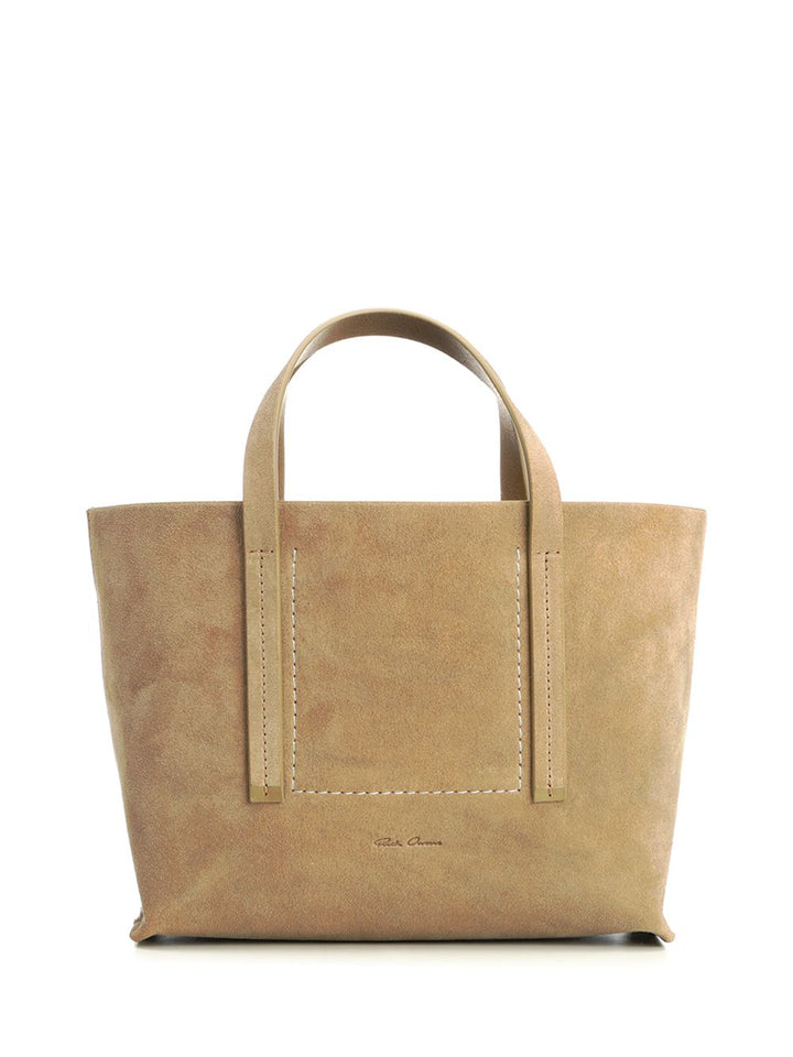 Rick Owens Suede Mini Shopper Handbags - Beige | 16109f62cdc493cc9aa7eb54ed81b26a1b065289