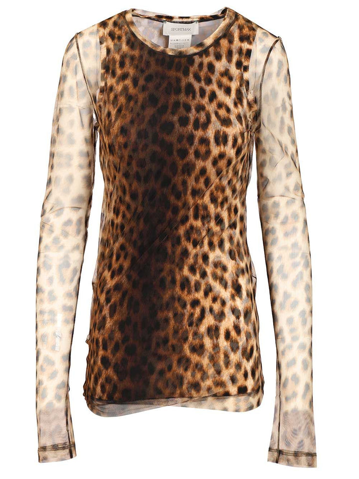 Sportmax Bi-Material Animalier Top Tops - Animalier | b445b11be1988542bfa5b9b9fab88bd628241a83