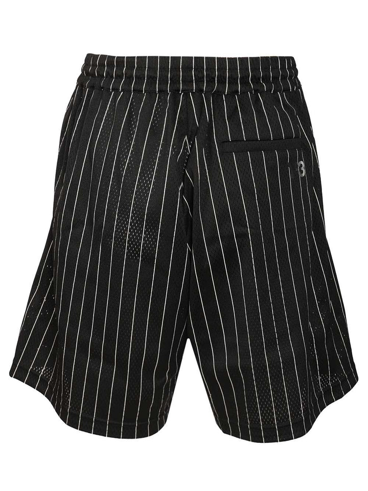 Adidas Y-3 Pinstriped Fabric Shorts Trousers - Black | 718158b5f6e3f589b9d090a50eefe0c082995b7f