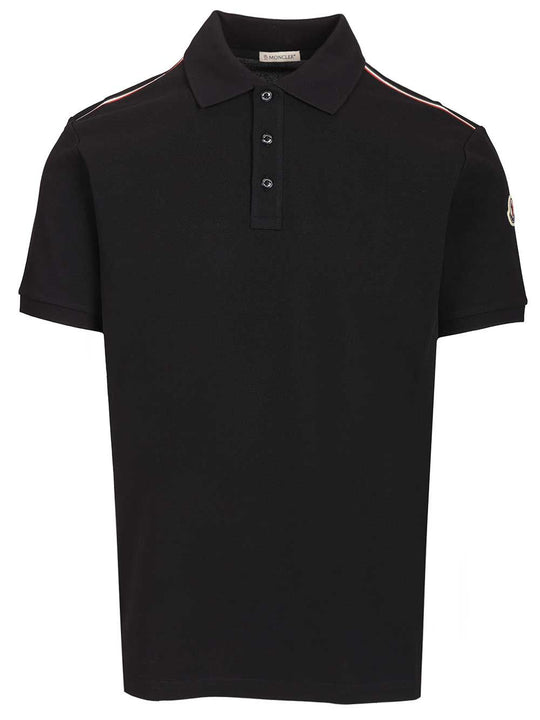 Cotton Pique With Tricolour Trim Polo Shirt Blue