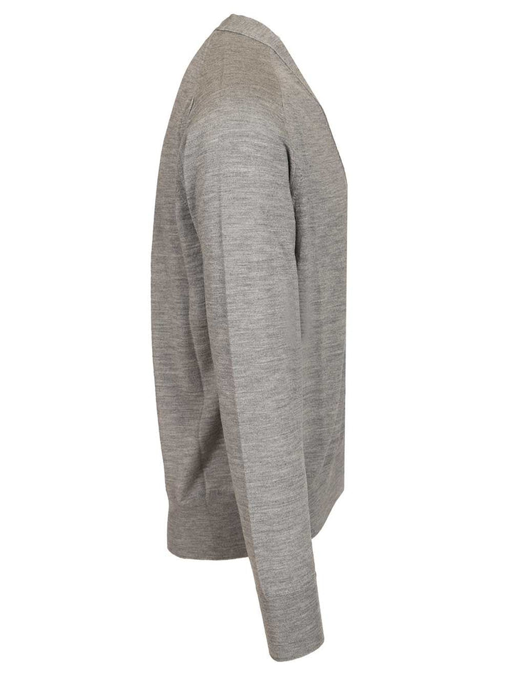Ami Ami Paris V-Neck Wool Cardigan Knitwear - Grey | 5722b647b19eb77d80e86b208ff40bad109d1ab2