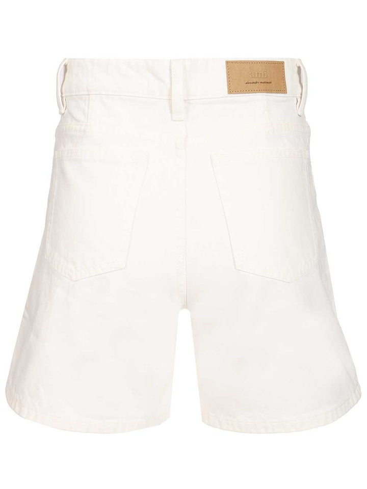 Ami Cotton Twill Shorts Trousers - White | 99d41941918c17ea4fcef26c0d62eabf4f0fefc8