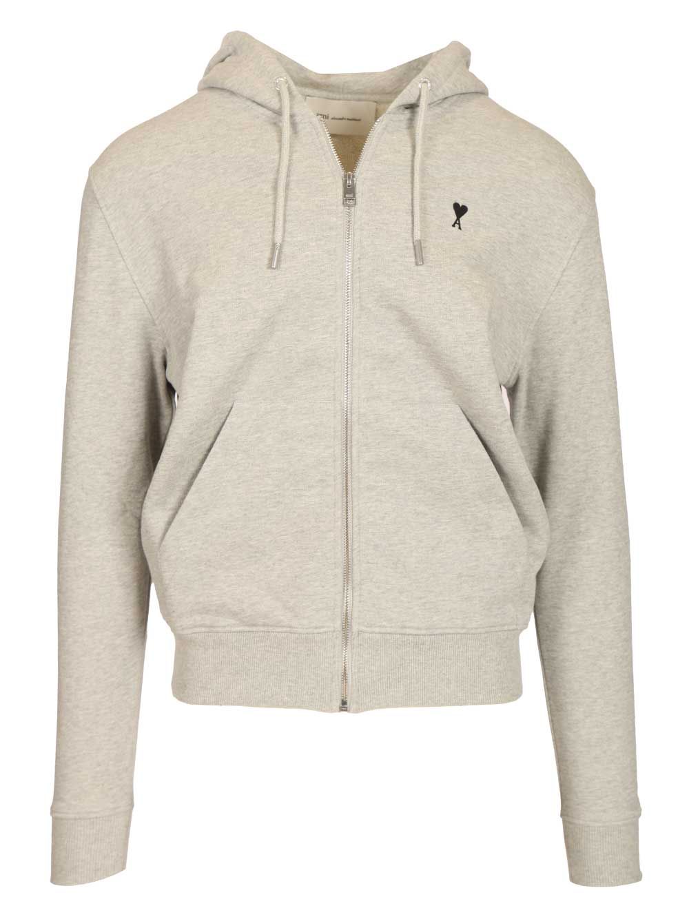 Ami Ami De Coeur Zip-Up Hoodie Sweatshirts - Grey | 9e49332a05a89872e61809280b4a7749bb3b1a58