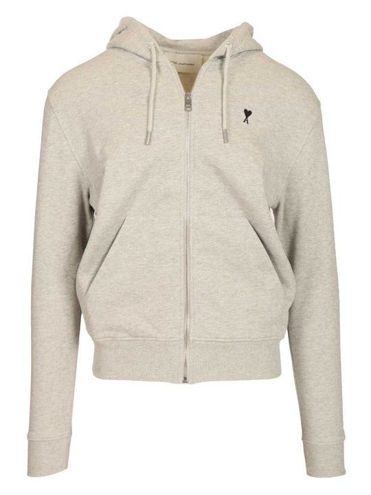 Ami De Coeur Zip-Up Hoodie Sweatshirts Grey