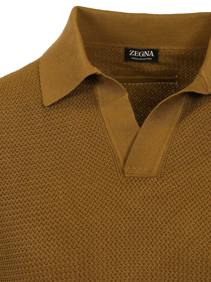 Ermenegildo Zegna Knit Polo Shirt Knitwear - Beige | f117a8982c4e413016140a684ab99d7b580d7df0