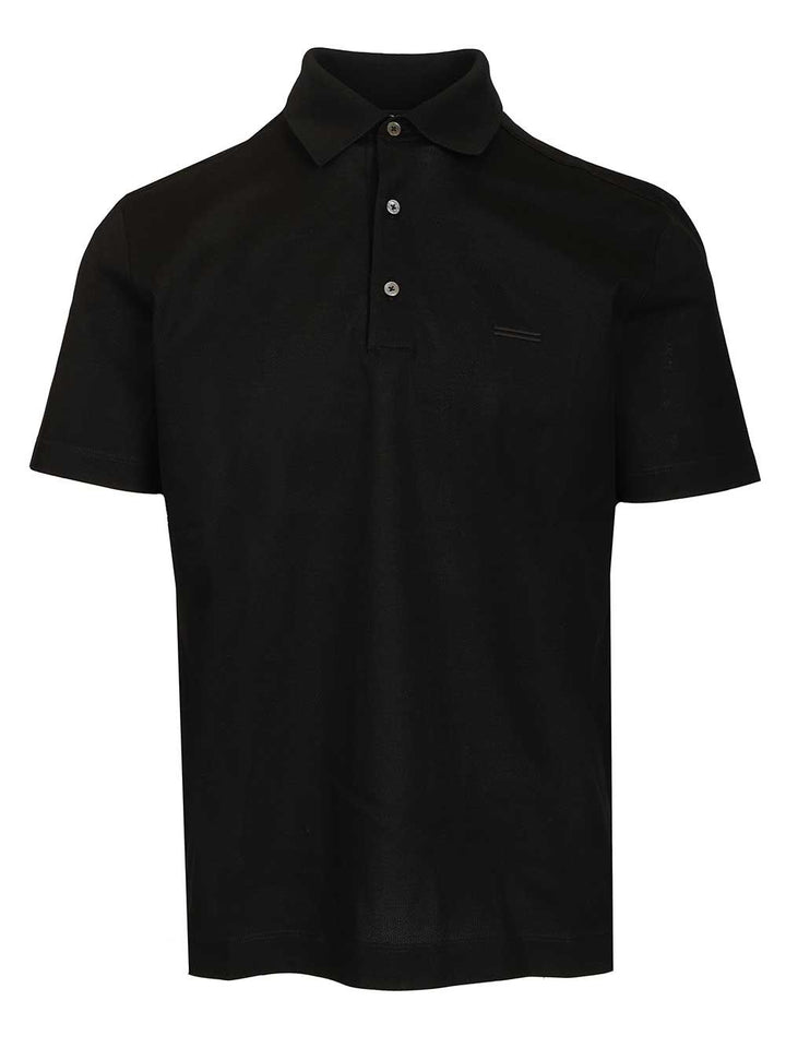 Ermenegildo Zegna Short-Sleeved Cotton Polo shirt - Black | 64df3e0857291695eff99c2448a52c81596cafb4