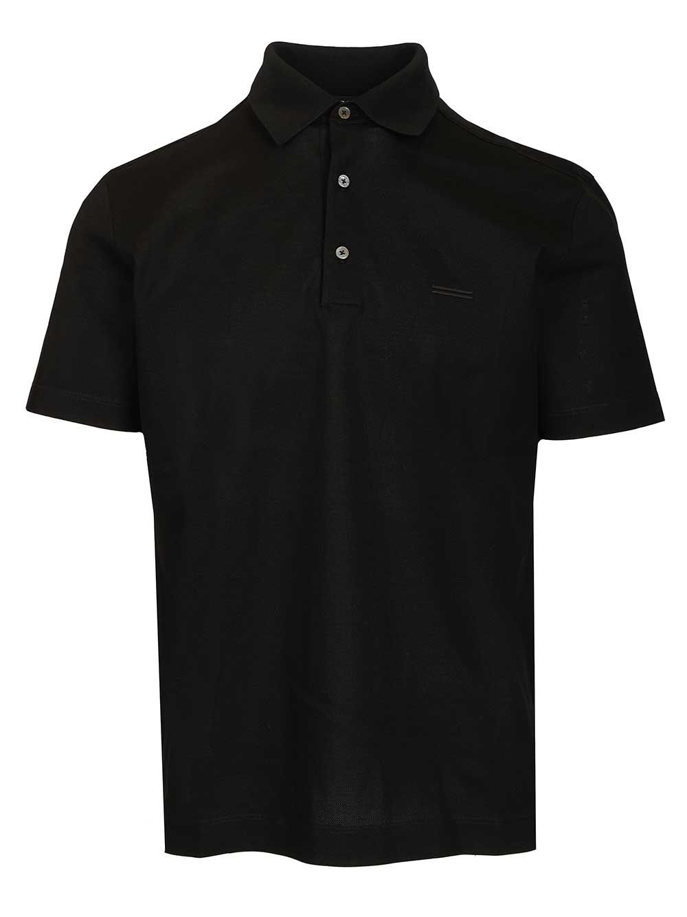 Ermenegildo Zegna Short-Sleeved Cotton Polo shirt - Black | 64df3e0857291695eff99c2448a52c81596cafb4