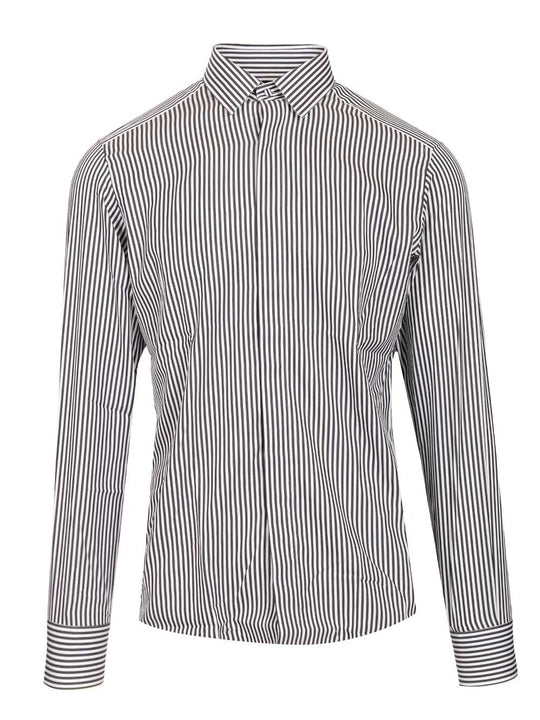 Silk Cotton Ladder Stripe Classic Fit Shirt Shirts Multicolor