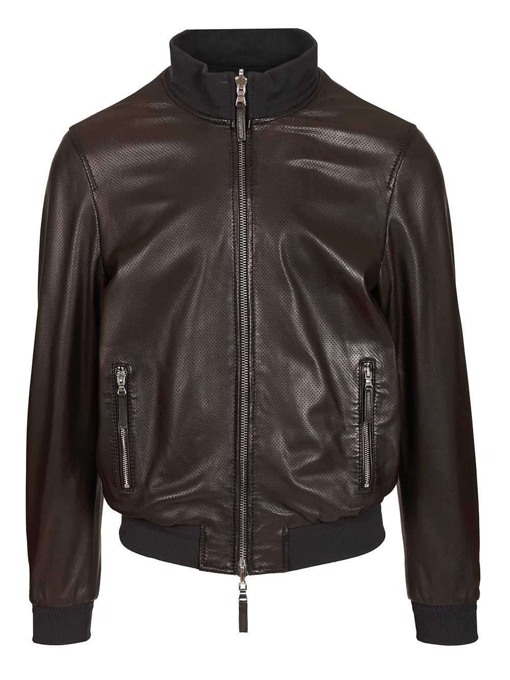 Al Duca D'Aosta Reversible Perforated Leather Biker J Jackets - Brown | 00658ce3978543d5a94af2589ebe33cb98913293
