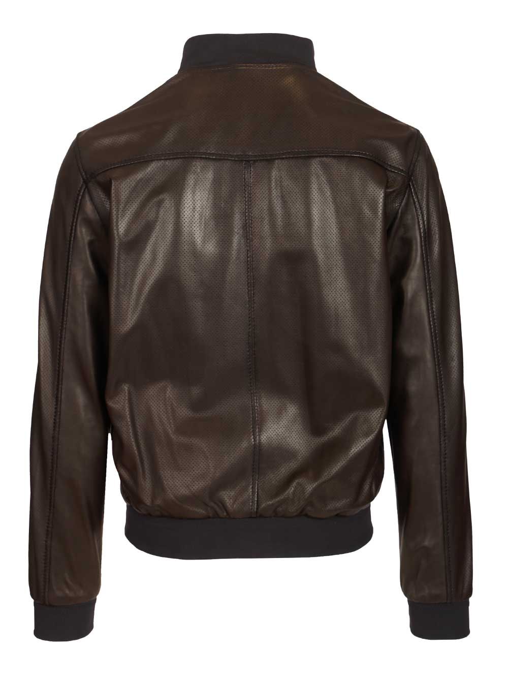 Al Duca D'Aosta Reversible Perforated Leather Biker J Jackets - Brown | dc27209d602c348e1753f02f066d59f8b28a09a1