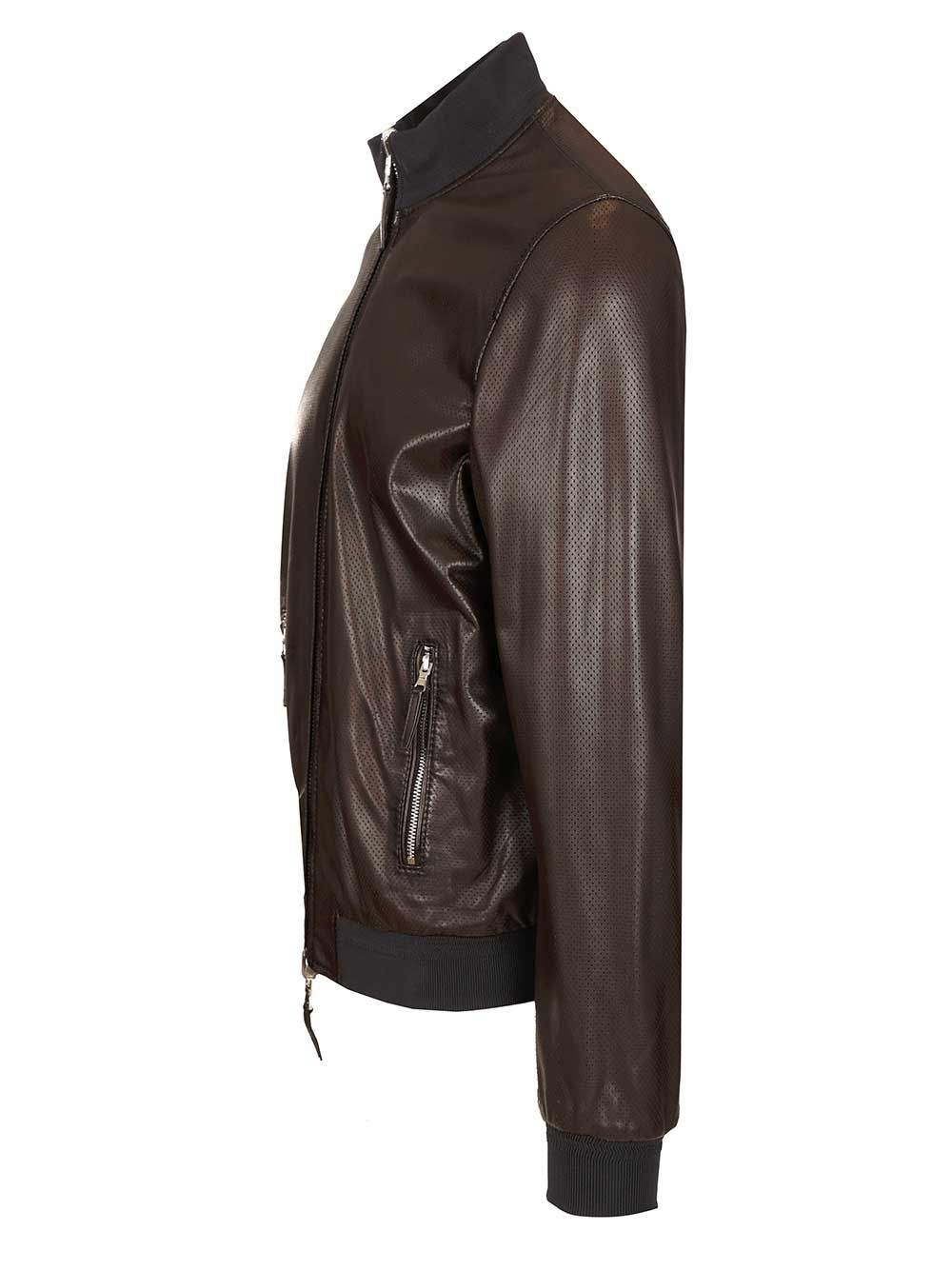 Al Duca D'Aosta Reversible Perforated Leather Biker J Jackets - Brown | 8317fc715fe5b2bb03aae40509981d186422b30e