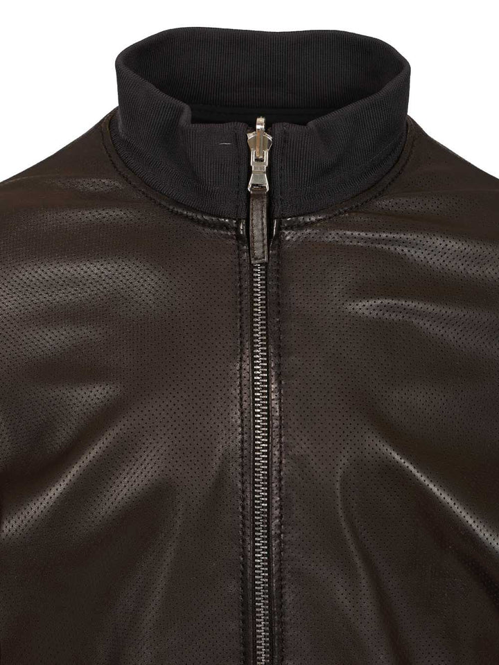 Al Duca D'Aosta Reversible Perforated Leather Biker J Jackets - Brown | 00c198f2583678e0818eb8d05abb2bdcc1c59fa7