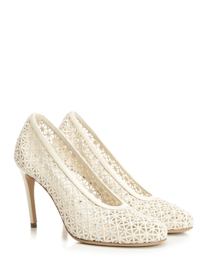 Ferragamo Macramé Pumps - White | 806a9dd2151d1dde4d3daeb77ce7692f8fff5356