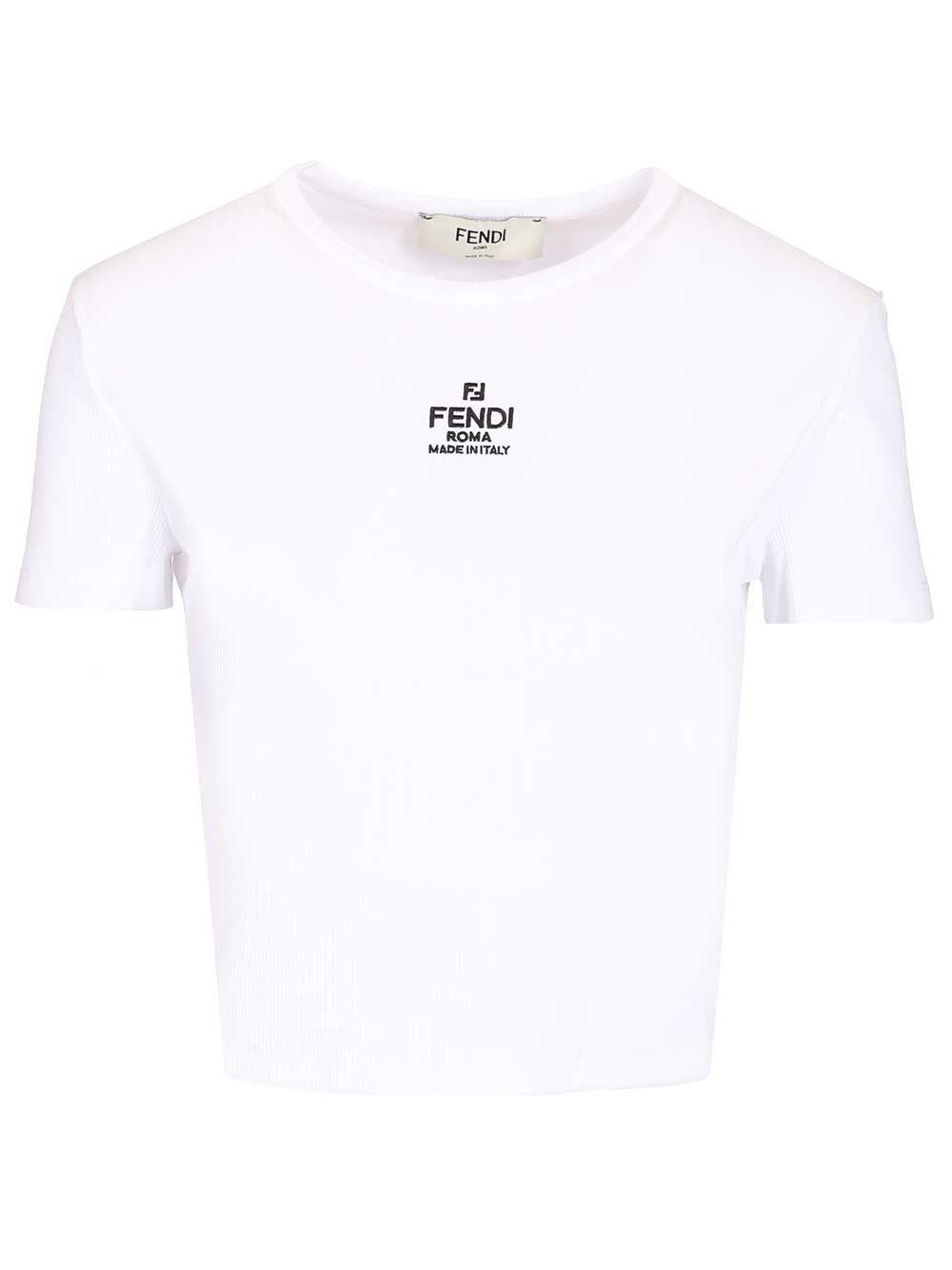 Fendi Cropped Top T-Shirt - White | 0313afafdc875a46c1c651f0cb1e3838592241fb