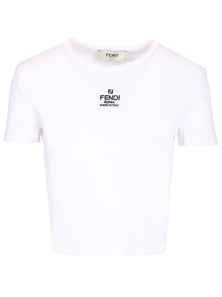 Fendi Cropped Top T-Shirt - White | 0313afafdc875a46c1c651f0cb1e3838592241fb