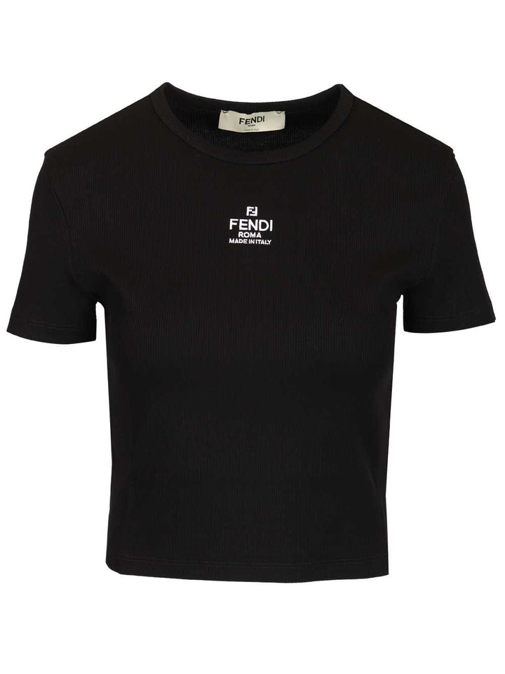 Fendi Cropped Top T-Shirt - Black | 473ab6959448c227b5e90221583f2cb29ab7d6c3