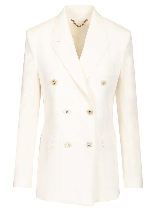 Double-Breasted Blazer Jackets White