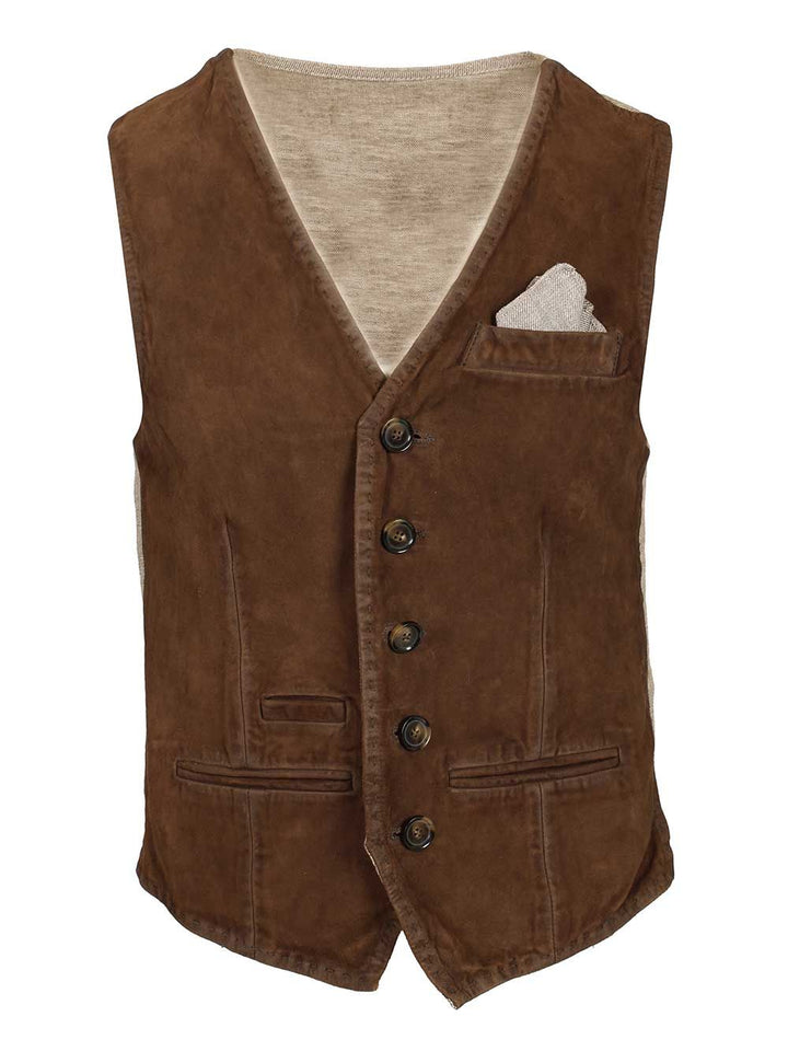 Al Duca D'Aosta Suede Vest Jackets - Brown | 10cbe6227ebaa52d235a6e69f3f5826b0fdc3e6b