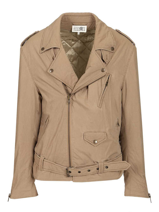 Cotton Biker Jacket Jackets Beige