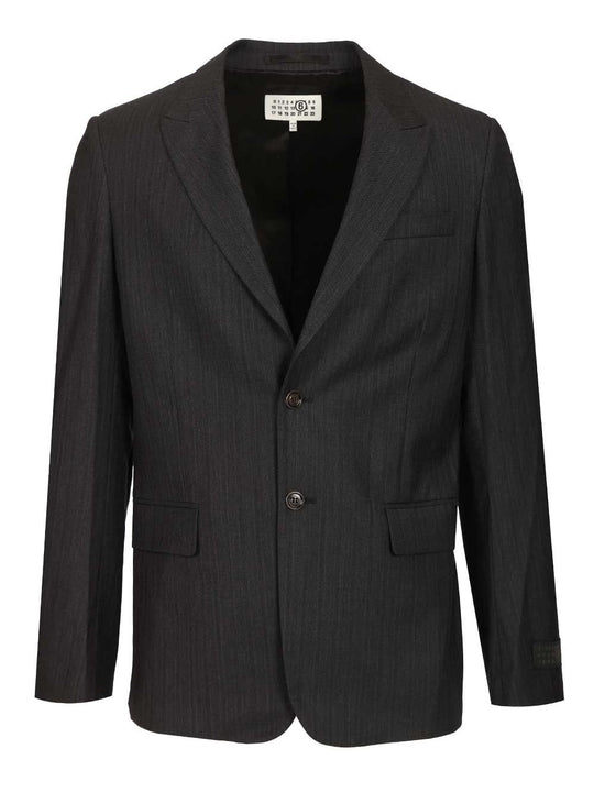 Wool And Cotton Blazer Jackets Black
