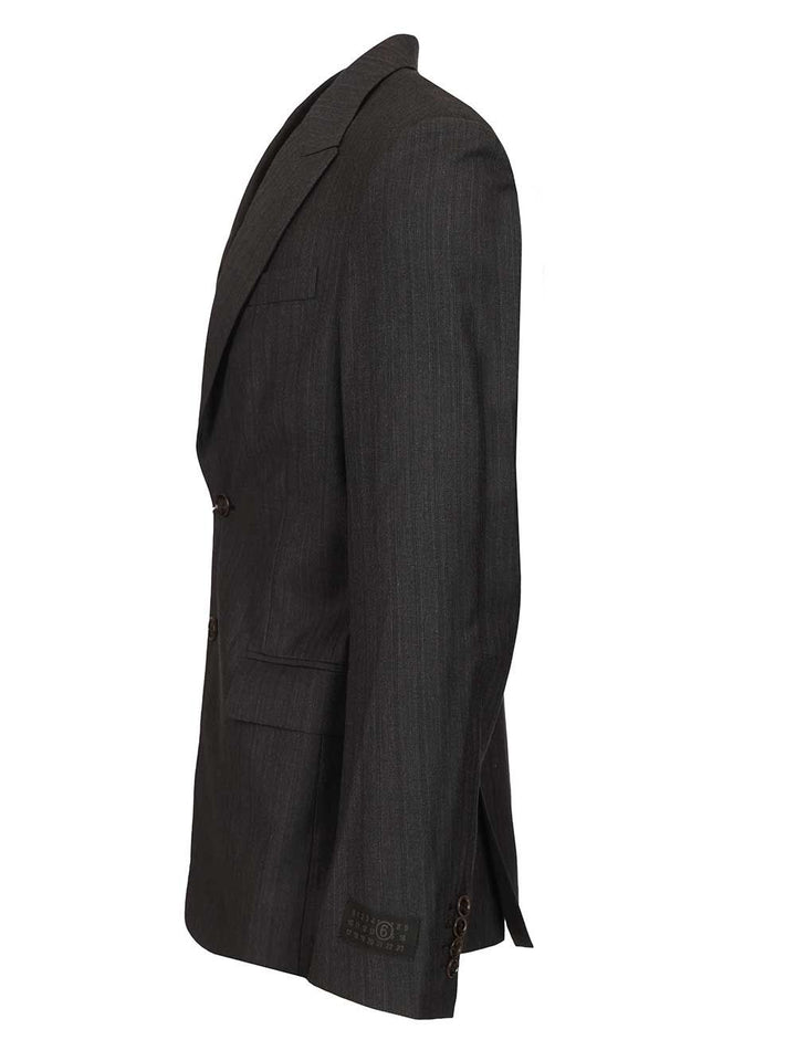Mm6 Maison Margiela Wool And Cotton Blazer Jackets - Black | 61785b81fdbc0efda10eece55a00b502b446e103
