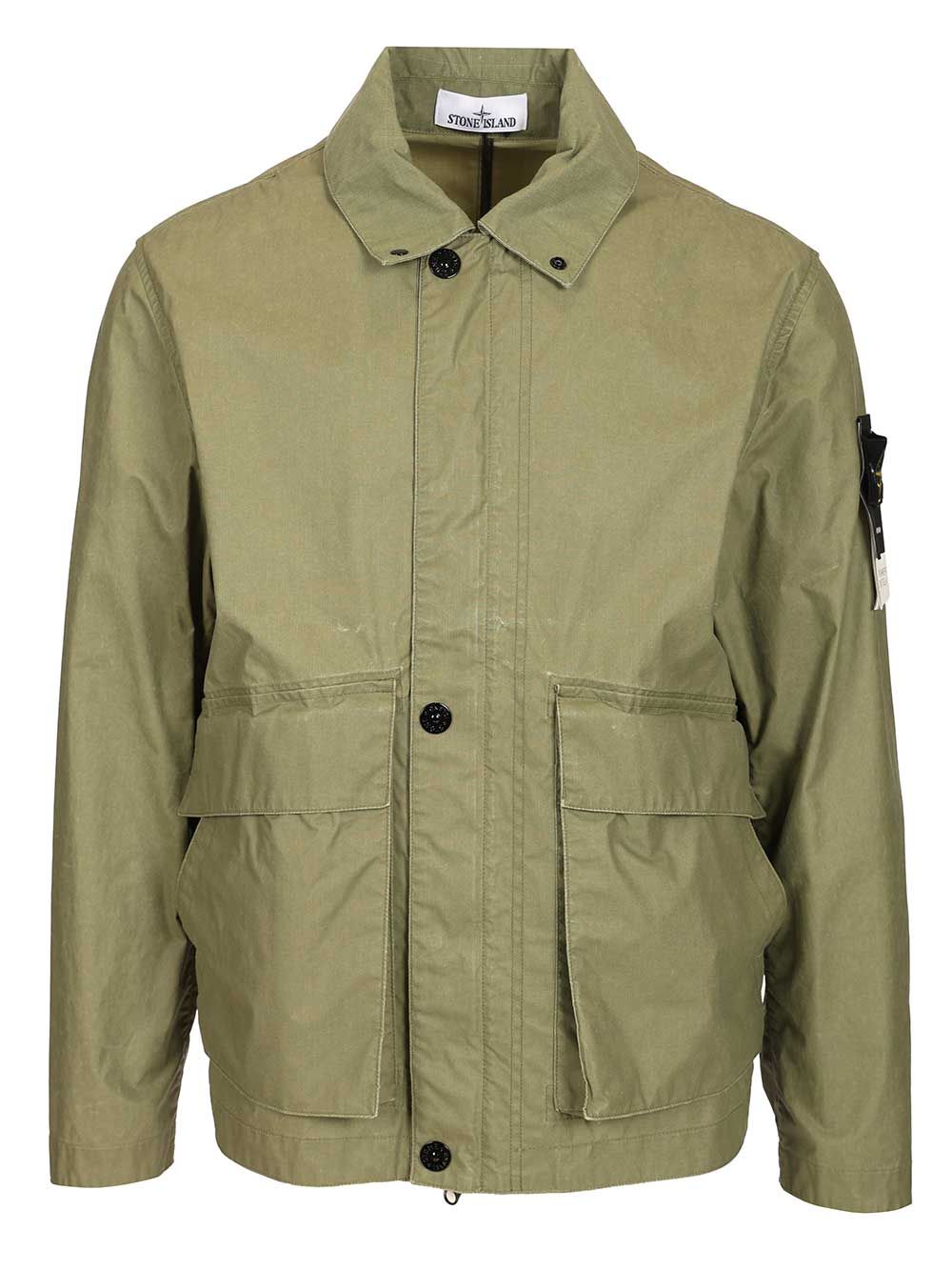 Stone Island Waxed Cotton Coach Jacket Jackets - Green | 5ffc284412904fc3c5dcd53a08eaa2738e3e8e8c