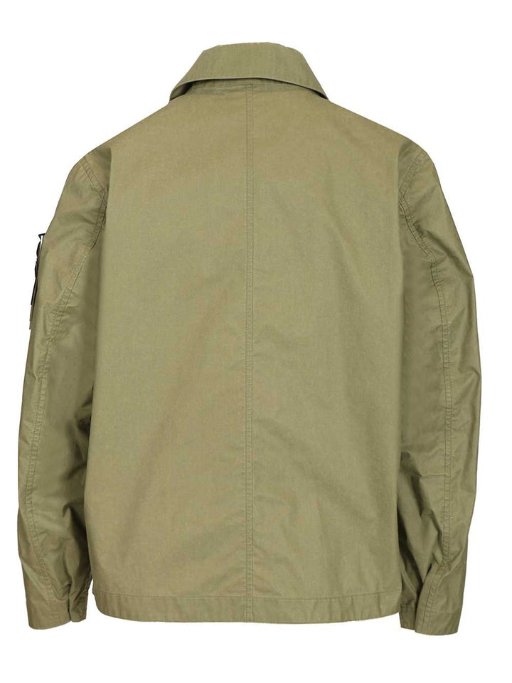 Stone Island Waxed Cotton Coach Jacket Jackets - Green | 5715a00d2d5fe3069dcf272d07c054421cac40e7