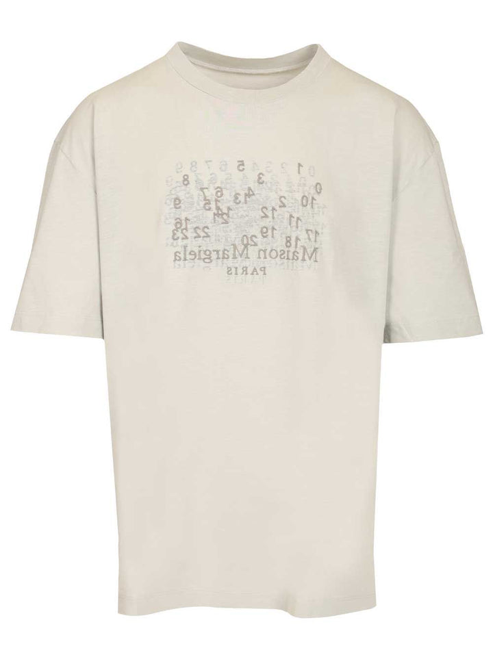 Maison Margiela Embroidered Cotton T-Shirt - Grey | 5934f423d40c6e1b5f6325de5d47b433680829bd