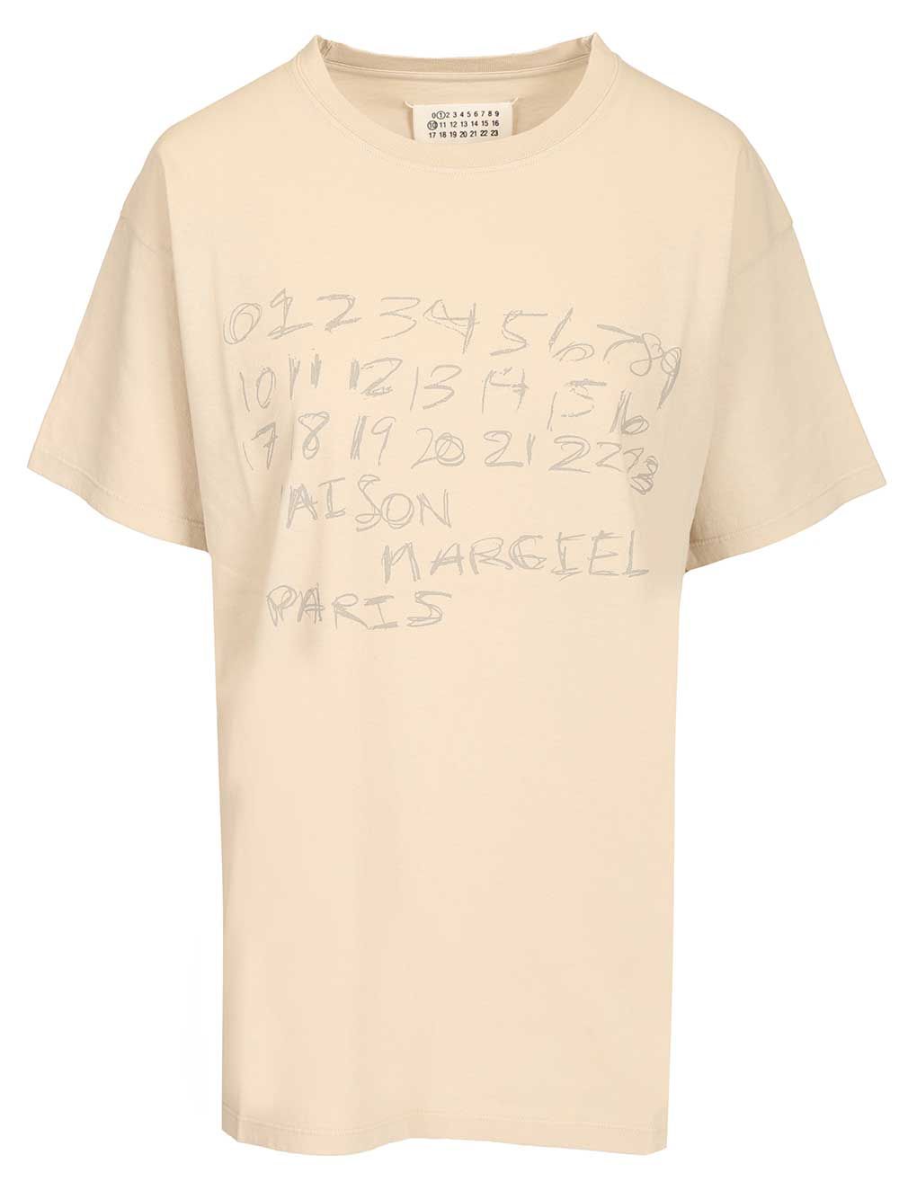 Maison Margiela Numeric T-Shirt - Beige | feb2d4eec57ed837f37a76f7b90327797975666b