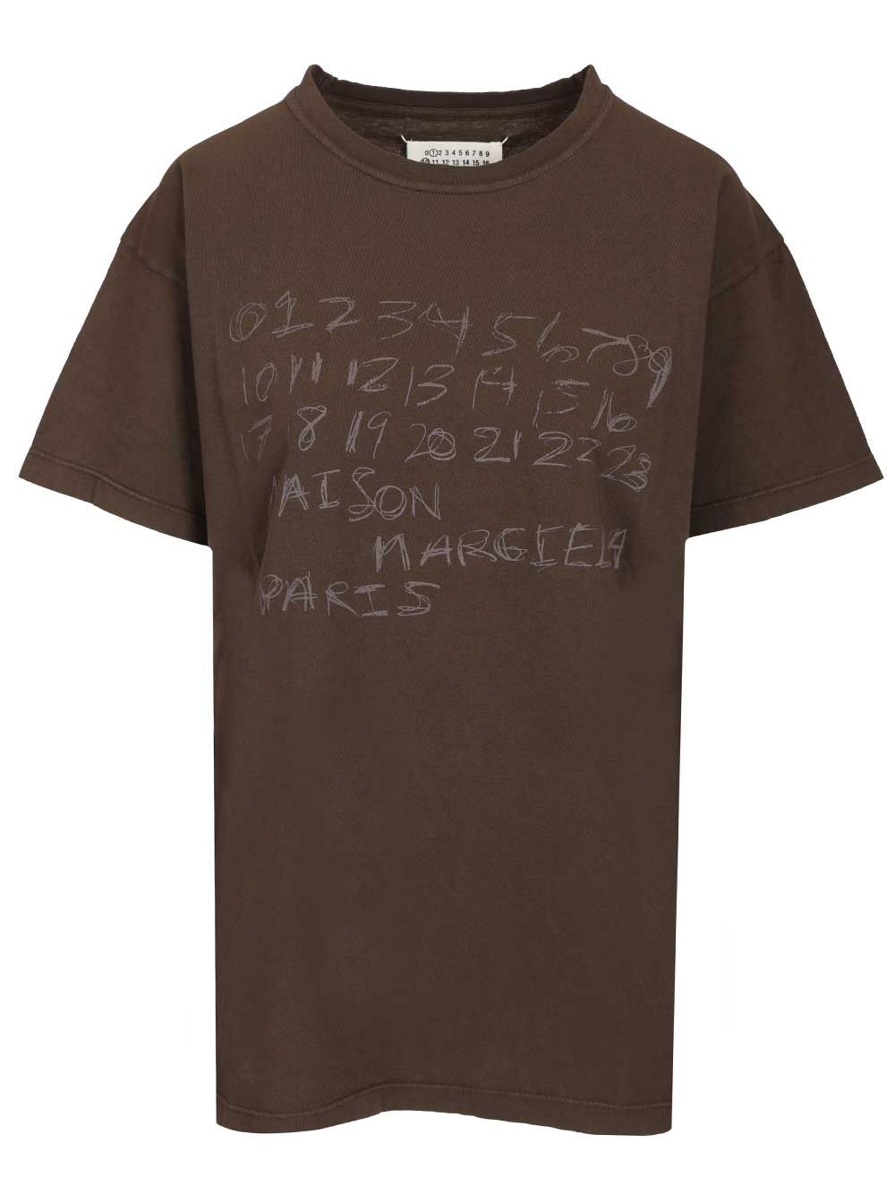 Maison Margiela Numeric T-Shirt - Brown | 063a9538bbe2e4e445483a135dffbad2ef3f3cf8