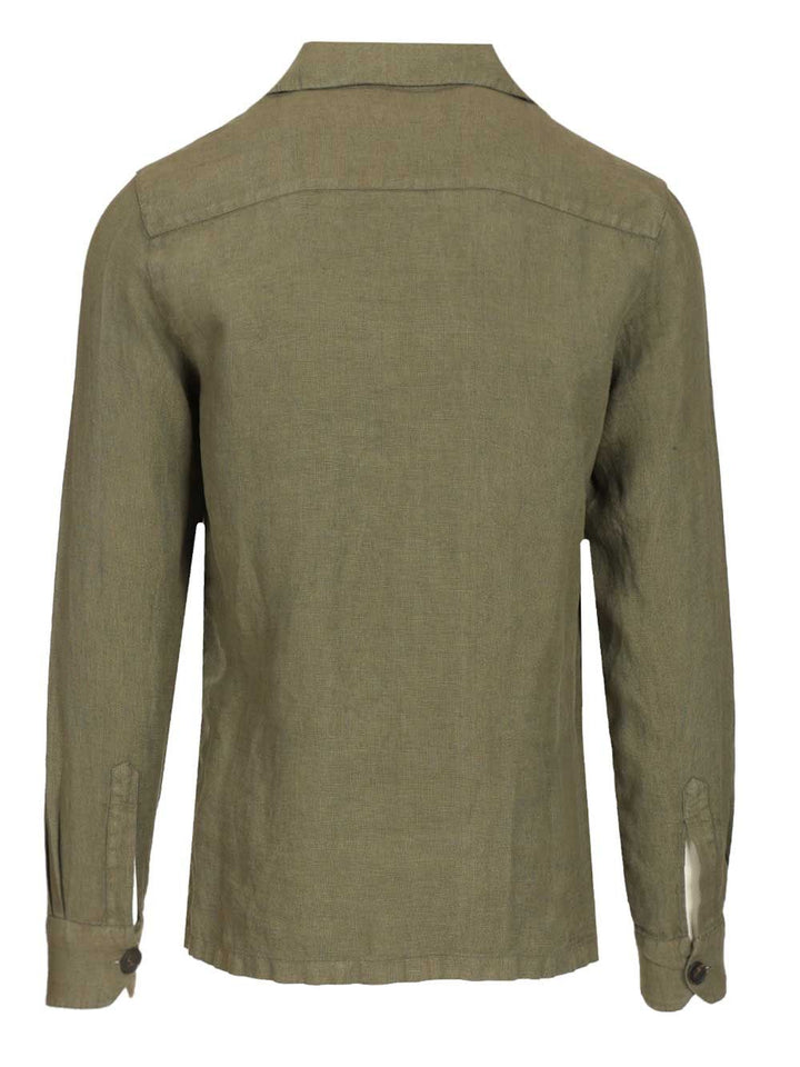Al Duca D'Aosta Linen Safari Jacket Knitwear - Green | b6504af89bfc0de66b62a0d3a81e5c6ec512d3bd