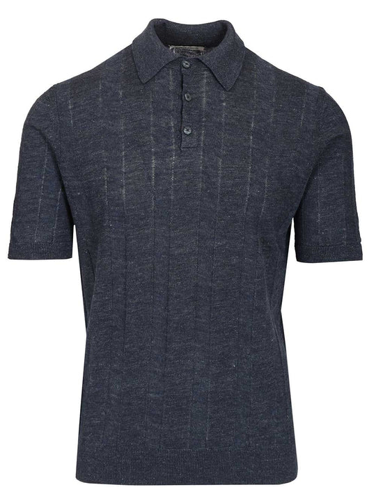 Ribbed Polo Shirt Blue