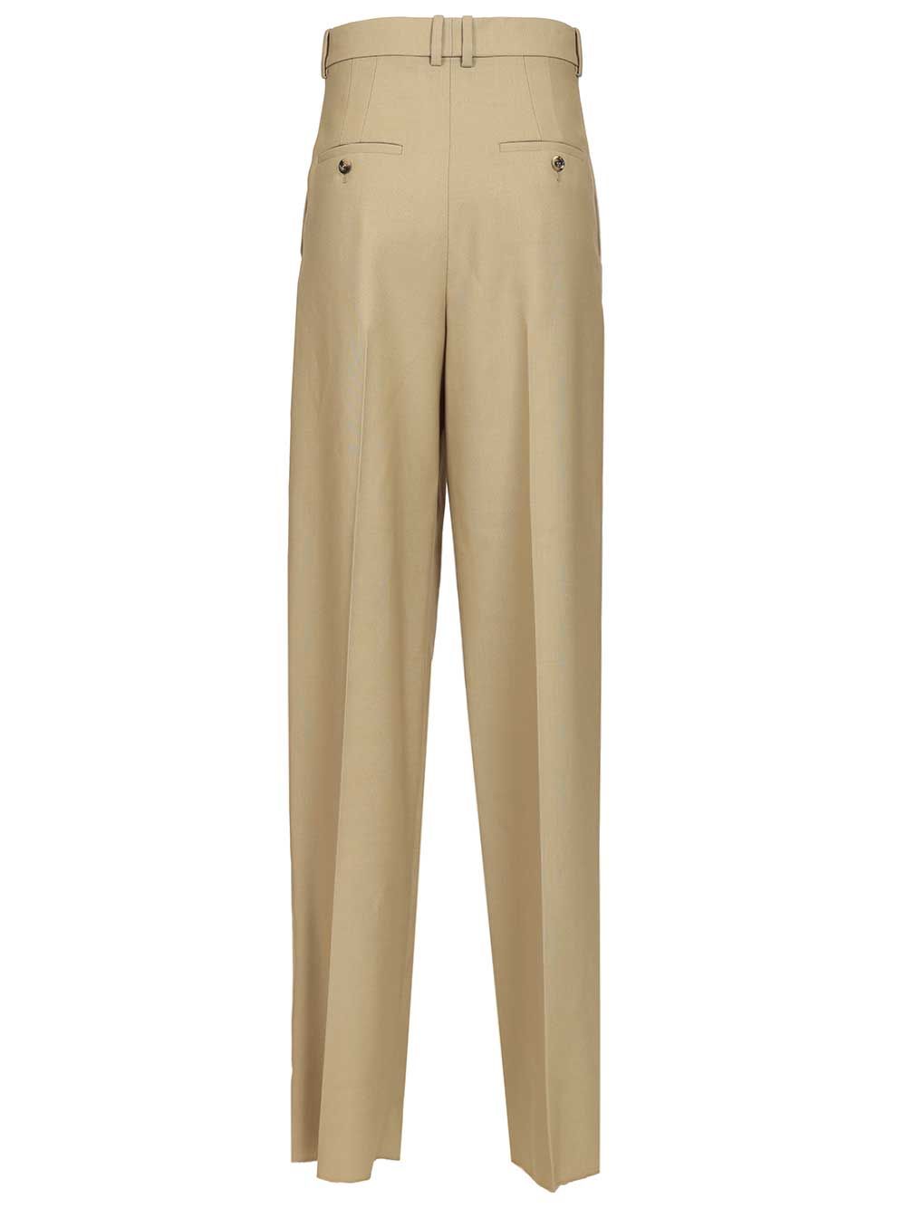 Saint Laurent Wool And Silk Canvas Trousers - Beige | 77258b00d7efdd6d364f08916a04e4a62f1bfb73