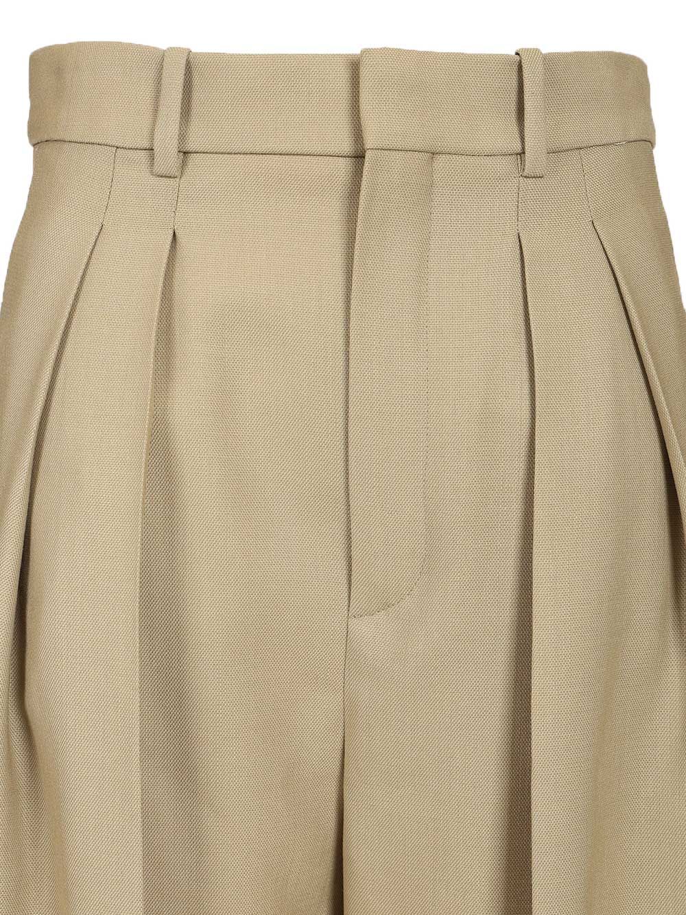 Saint Laurent Wool And Silk Canvas Trousers - Beige | 952ca7576033b042e95402d7058b1e02eebc85b2