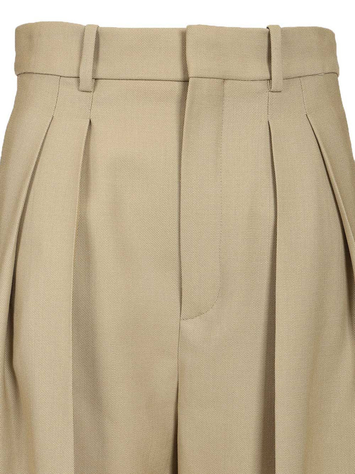 Saint Laurent Wool And Silk Canvas Trousers - Beige | 952ca7576033b042e95402d7058b1e02eebc85b2
