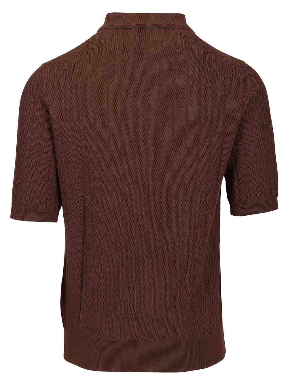 Ballantyne Cotton Knit Polo shirt - Brown | 229a65ae86b2ef50c605fedf2d24be35845270a6