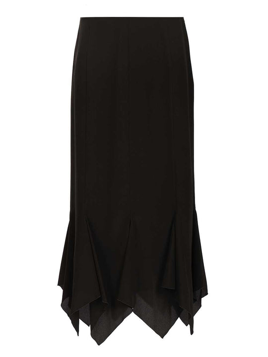 Crepe De Chine Midi Skirt Skirts Black