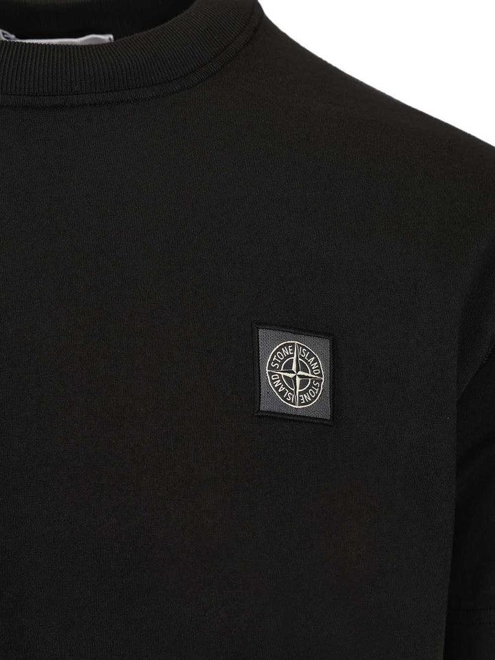 Stone Island Short-Sleeved  In Organic Cotton Jersey T-Shirt - Black | 3e95e37225f74f7591359a5f331e2315967feec6