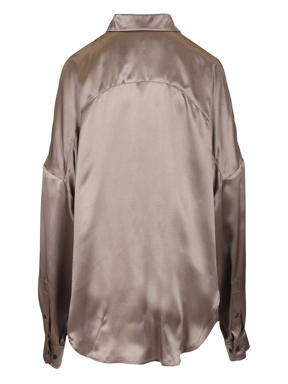 Dries Van Noten Casia Shirt Stertch Satin Silk Shirts - Grey | b94294d5c9ec24e61856bc4db56c03b3ee37b3d6