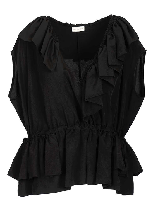 Jersey Top With Belt Tops Black