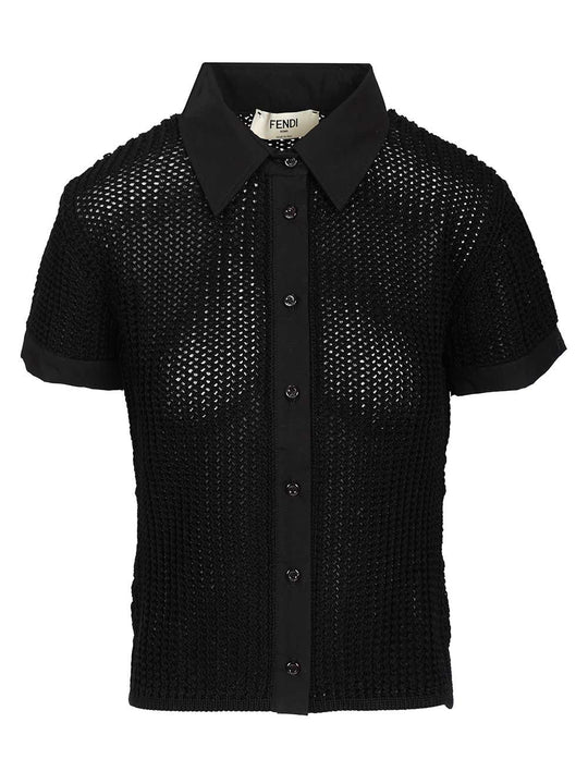 Mesh Shirt Polo Shirt Black