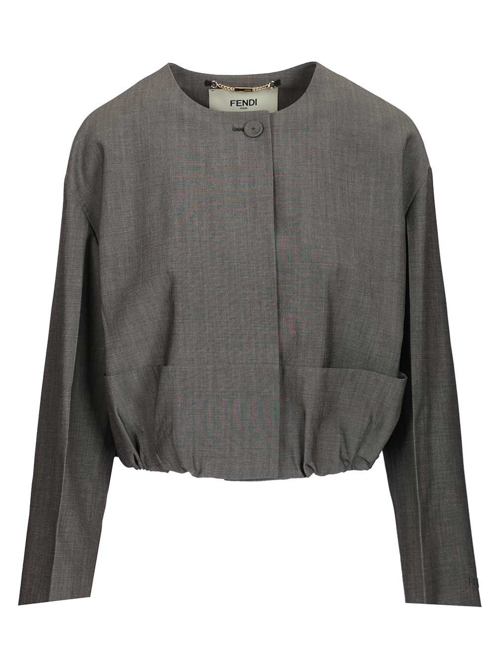 Fendi Mohair Fabric Jacket Jackets - Grey | 9410f5842bf21b25634ae4edd0c50d4e6f110c5f