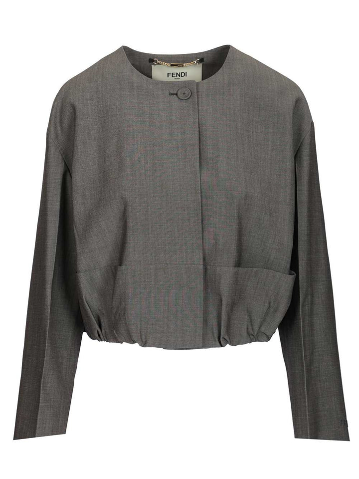 Fendi Mohair Fabric Jacket Jackets - Grey | 9410f5842bf21b25634ae4edd0c50d4e6f110c5f
