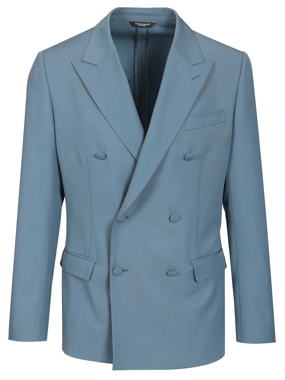 Dolce & Gabbana Double-Breasted Wool Poplin Jacket Jackets - Light blue | 2fca35d4d4ce5e07d27c780ca194e833497035ff